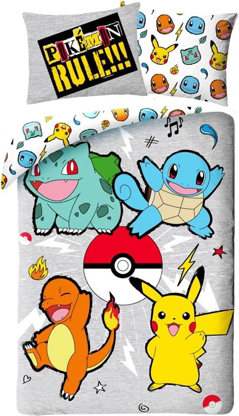 Halantex Parure De Lit Pokemon Rule 100 Coton Housse De Couette 2pcs