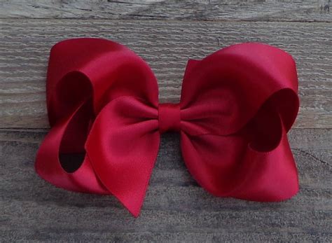 Satin Hair Bows~boutique Hair Bows~variety Of Sizes~scarlet Satin Hair Bow~satin Boutique Bow