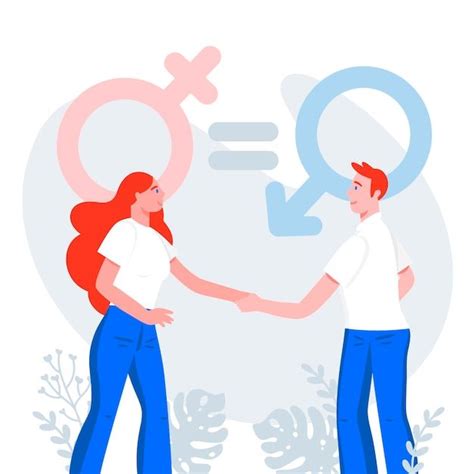 Gender Equality Vector Hd Png Images Hand Drawn Cartoon Gender Equality