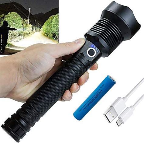 Rechargeable LED Flashlight, 90000 High Lumens Tactical Flashlights ...