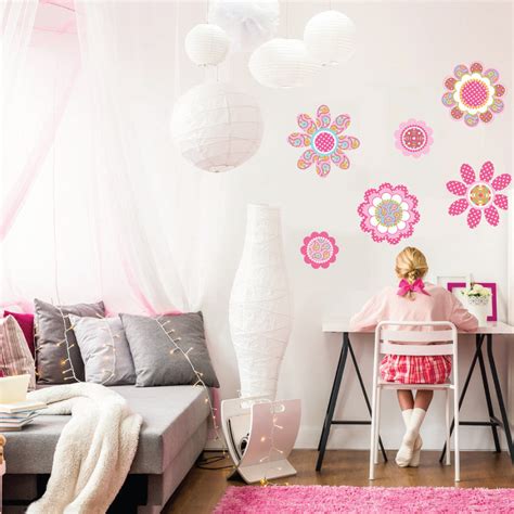 Pink Multicolor Flower Power Wall Decals