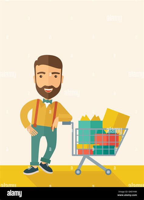 Man With Shopping Cart Stock Vector Image And Art Alamy