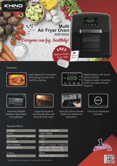 Khind Multi Air Fryer Oven Arf