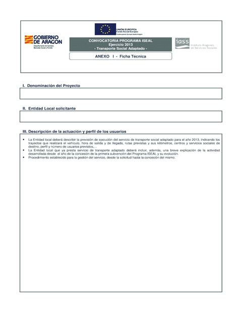 Fillable Online Iass Aragon Anexo I Ficha T Cnica Doc Fax Email Print
