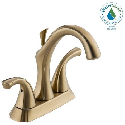 Delta Addison 4 In Centerset 2 Handle Bathroom Faucet With Metal Drain Assembly In Champagne