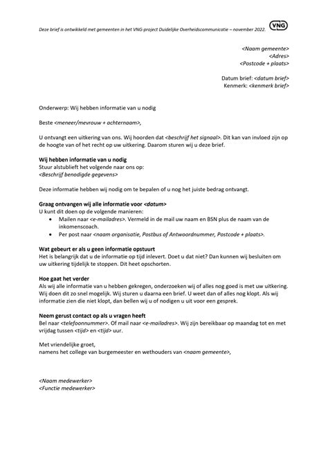 Brief Uitnodiging Voor Een Gesprek Participatiewet Toolkit Taal