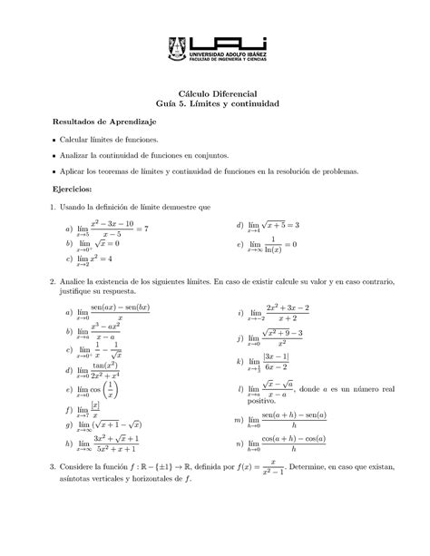 Linites Calculo Diferencial G C Alculo Diferencial Gu A