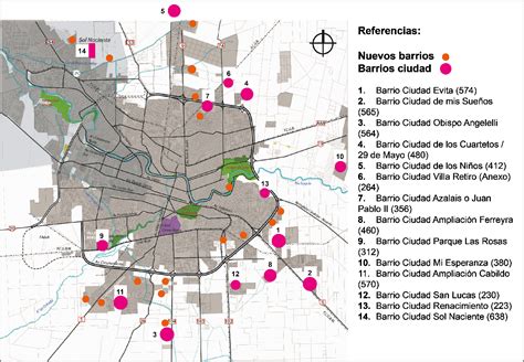 Figura 1 Plano con lalocalización de los nuevos barrios ejecutados