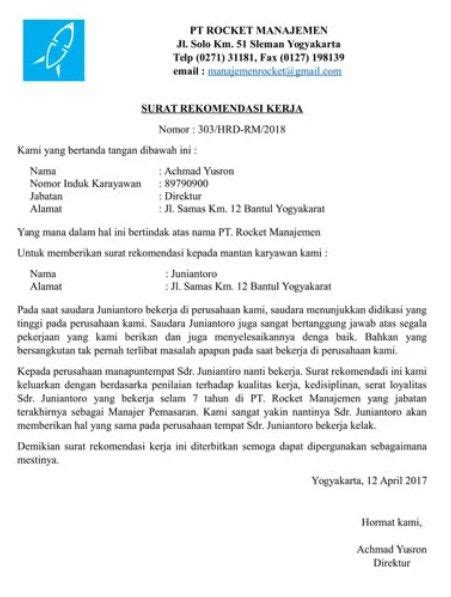 11 Contoh Surat Rekomendasi Serta Format Penyusunannya Lengkap