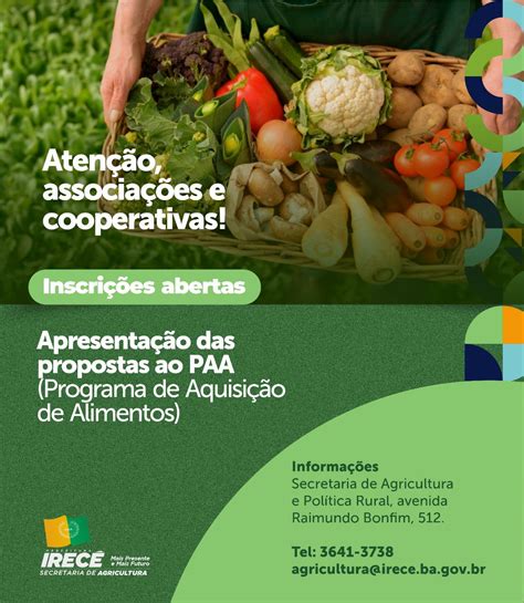 Inscrições para o Programa de Aquisição de Alimentos PAA estão