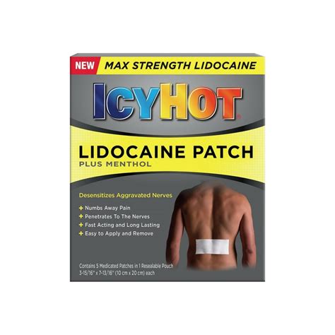 Icy Hot Lidocaine Patch Plus Menthol 5 Ea Valpacks