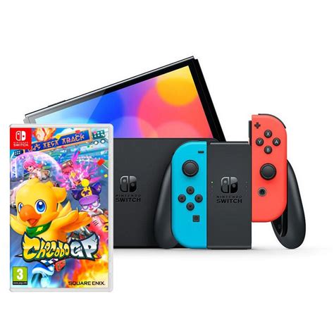 Nintendo Pack Switch Oled Azul Néon Vermelho Néon Chocobo Gp