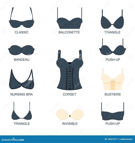 Bra Icons Set Stock Vector Illustration Of Black Background