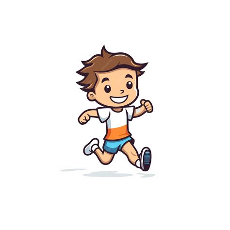 Premium Vector Running Boy Cartoon Character Vector Illustration On