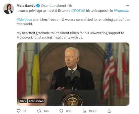 Joe Biden Historic Speech In Warsaw Applause For President Maia Sandu