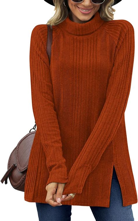 OFEEFAN Womens Long Sleeve Tops Turtle Neck Tunics Fall And Winter