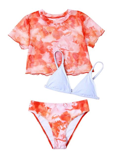 T Big Girls Swimsuits Piece Bikini Set Bathing Suit Swimwear With