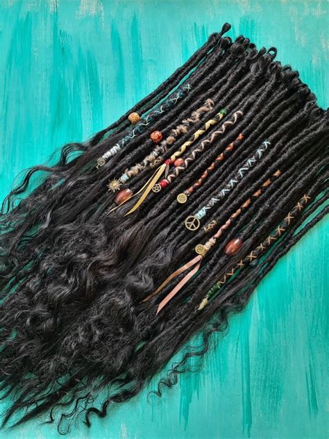 SE Dark Coal Black Natural Human Dreads Extensions, Jet Black Ombre ...