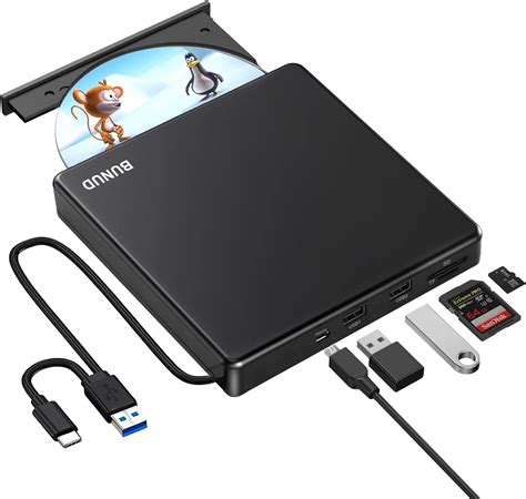 Bunud Externe Cd Dvd Laufwerk Mit Usb Sd Tf Slots Usb Type C