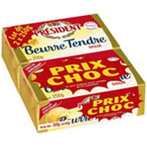 PRESIDENT Beurre Tendre Doux 2x250g 500g Pas Cher Auchan Fr