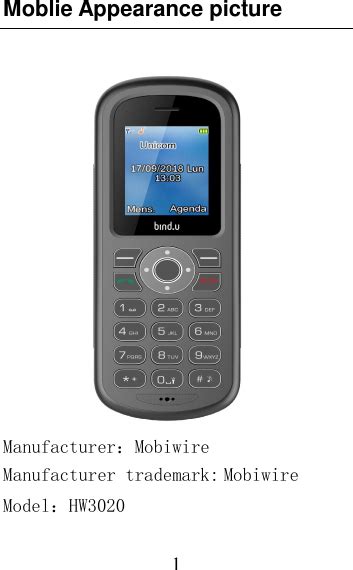 Mobiwire Mobiles Hw G Feature Phone User Manual U M