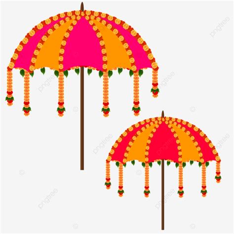 Indian Wedding Decorative Umbrella Vector Image For Haldi And Mehndi