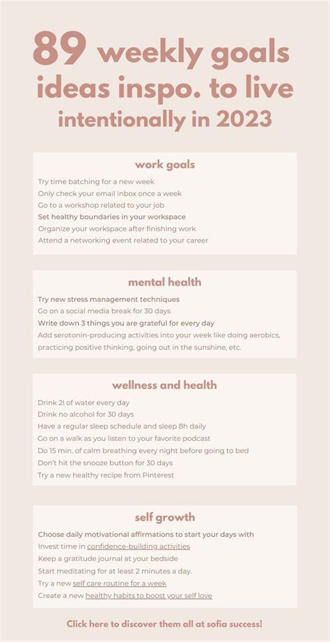 89 Weekly Goals Ideas To Live Intentionally In 2023 Weekly Goals