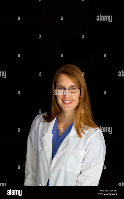 White Lab Coat Science Woman Female Red Hair Redhead Glasses Research Medical Chemistry Hospital