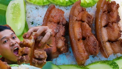 Eating Red Braised Pork Belly Mukbang With Rice 🍚 Vegetable 🥒🧅 🍅 Yummy Delicious Asmr