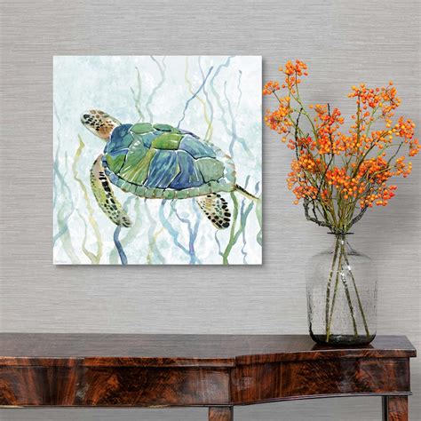 Sea Turtle Swim II Canvas Wall Art Print, Sea Turtle Home Decor | eBay