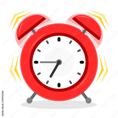 Alarm Clock Ringing Red Alarm With Special Ringing Effect Is In Flat