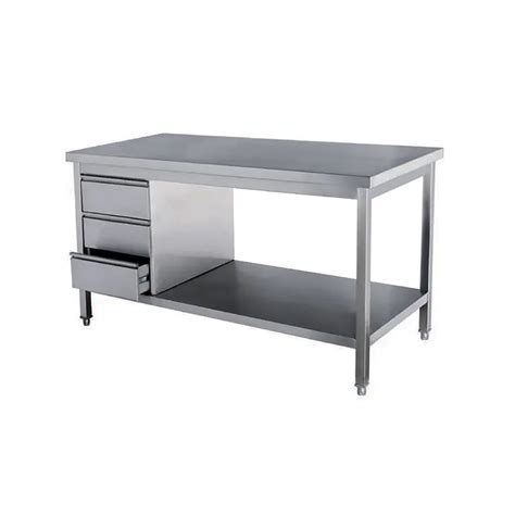 Inox Work Table Two Layer Stainless Steel Workbench With Drawers