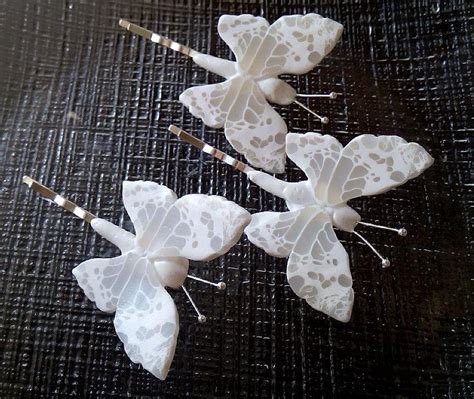 Set Of Butterfly Hair Clips Butterfly Bobby Pin Set White Butterfly