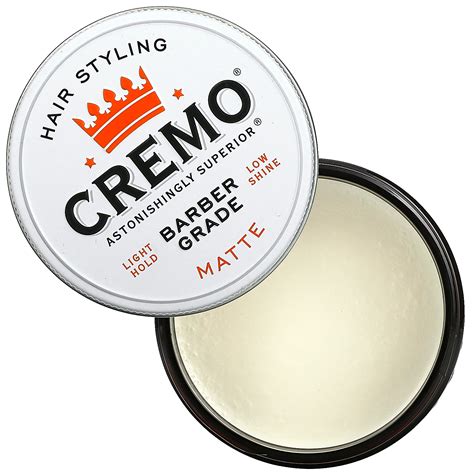 Cremo Premium Barber Grade Hair Styling Pomade Matte Finish Light Hold Low Shine 4 Oz