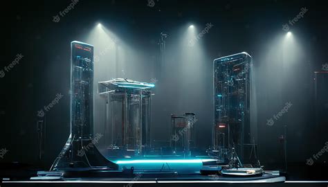Premium Photo Futuristic Equipment And Server Cabinets In Control Room