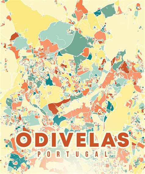 Odivelas Portugal Map Digital Art By Alexandru Chirila Pixels