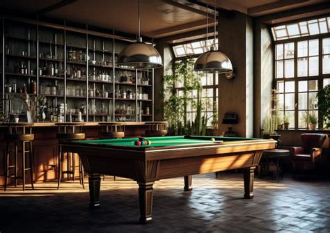 Premium Ai Image Beautiful Pub With Pool Table Photo High Quality