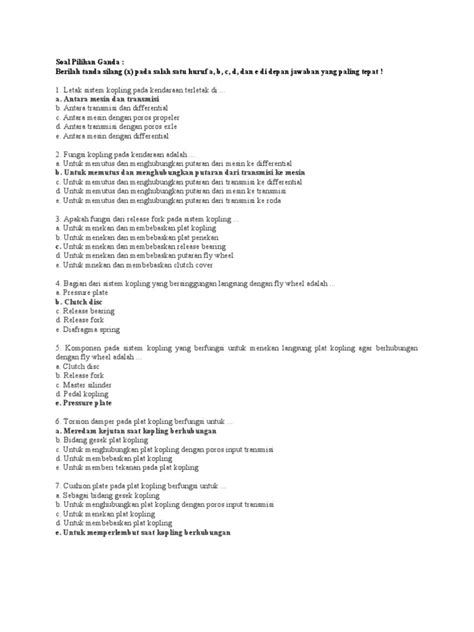 Soal Test Pilihan Ganda Pdf