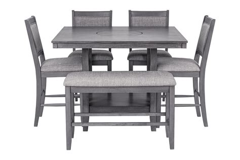 D2300 - Counter Height Table + 4 Chair + Bench Set