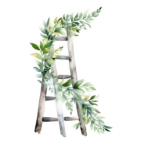 Foliage Ladder Watercolour Clipart White Background Clip Art Library