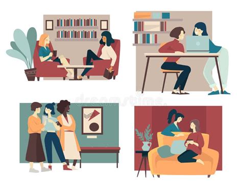 Friends Studying Together Stock Vector Illustration Of Happiness