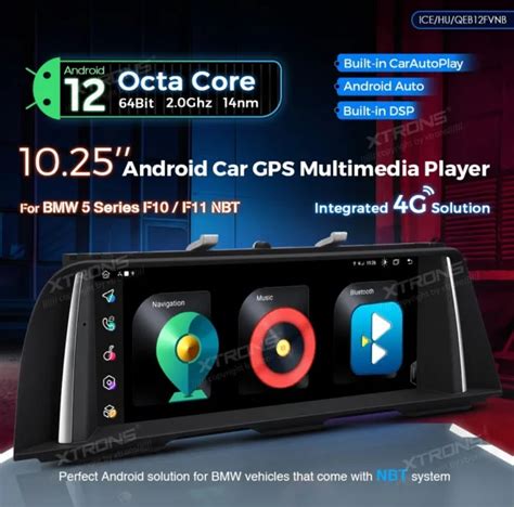 XTRONS QEB12FVNB AUTORADIO GPS BMW Serie 5 F10 F11 Android 12 Wifi 4G