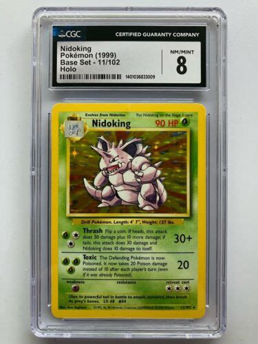 Nidoking Base Set Unlimited Holo Cgc Pokemon Ebay