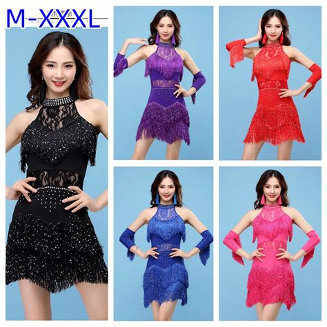 Nova Senhora Vestido De Dan A Latina Mulheres Vestido De Dan A Latina Franja Vestidos