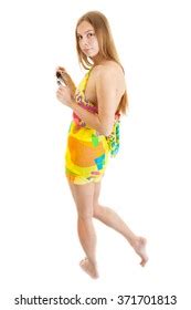 Sexy Blonde Lass Wearing Bright Pareo Stock Photo 371701813 Shutterstock