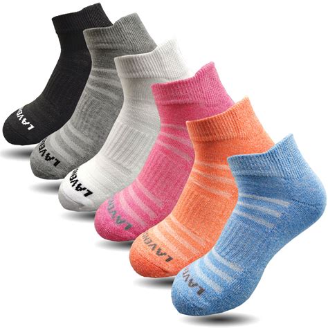 Cooplus Womens Athletic Ankle Socks Womens Sock Size 9 11 Female Cushioned Color Socks 6 Pairs