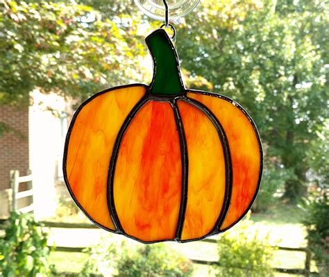 Stained Glass Pumpkin Suncatcher Fall Suncatcher Fall Decor Autumn