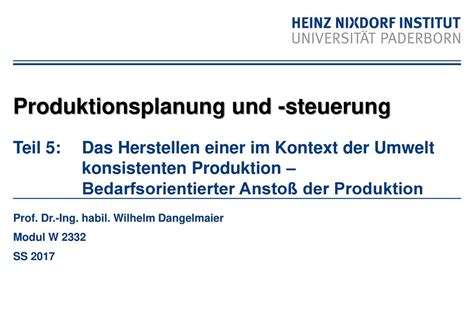 Produktionsplanung Und Steuerung Ppt Herunterladen