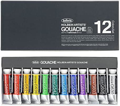 Amazon Holbein Artists Gouache Set Of 12 5ml Tubes Arts Crafts