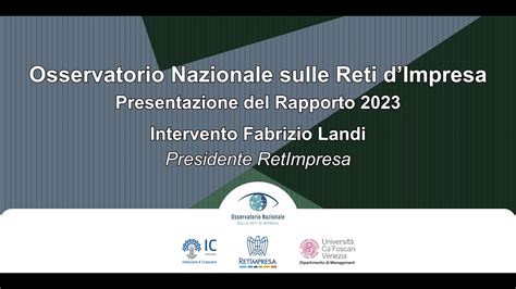 Osservatorio Nazionale Sulle Reti D Impresa 2023 Intervento Del